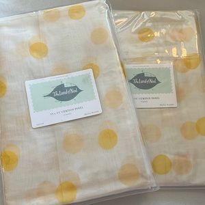 The Land of Nod Two 44x84 100%Silk Curtain Panels Yellow polka dot.
